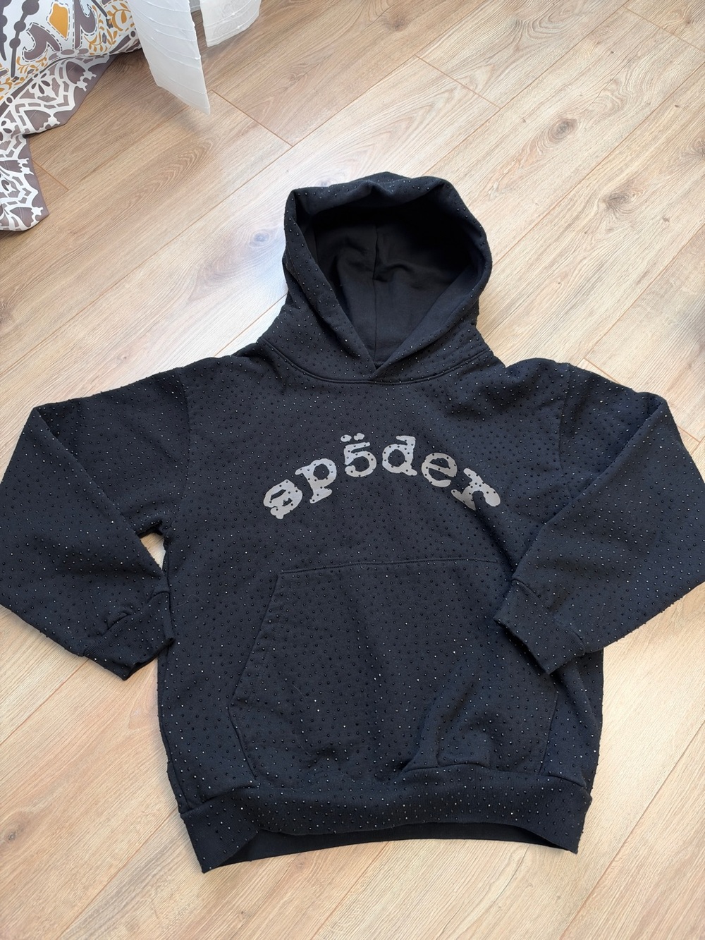 Sp5der Black Hoodie with rhinestone excellent condition